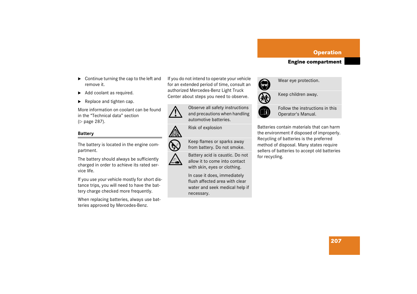 Battery, vehicle, Battery | Mercedes-Benz 2003 M-Class User Manual | Page 207 / 321