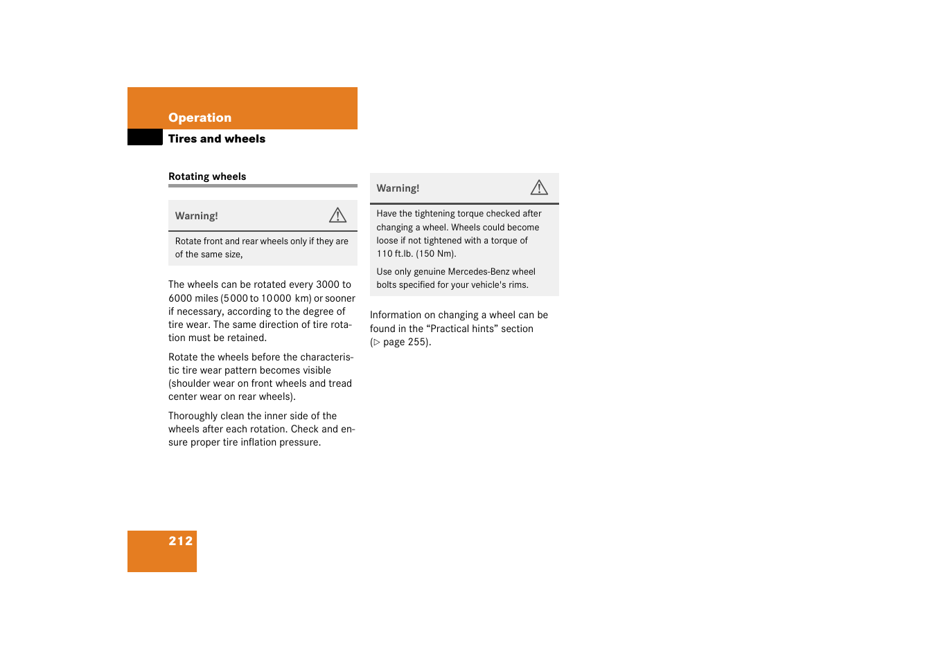 Rotating wheels;wheels:rotating, Rotating wheels | Mercedes-Benz 2003 M-Class User Manual | Page 212 / 321