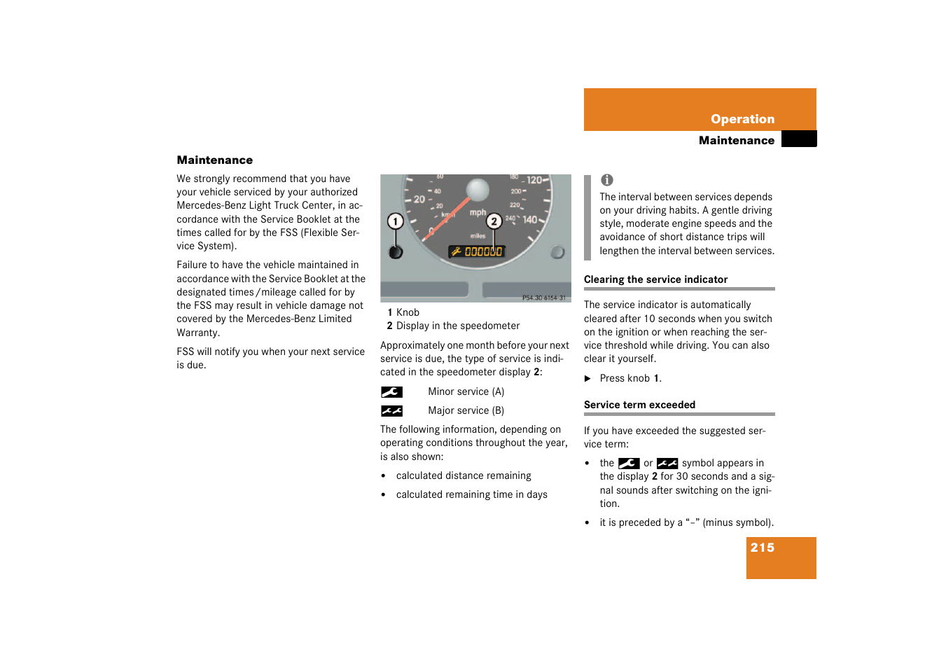 Service, Service indicator:clearing, Service:overdue;overdue service;service:types | Maintenance | Mercedes-Benz 2003 M-Class User Manual | Page 215 / 321