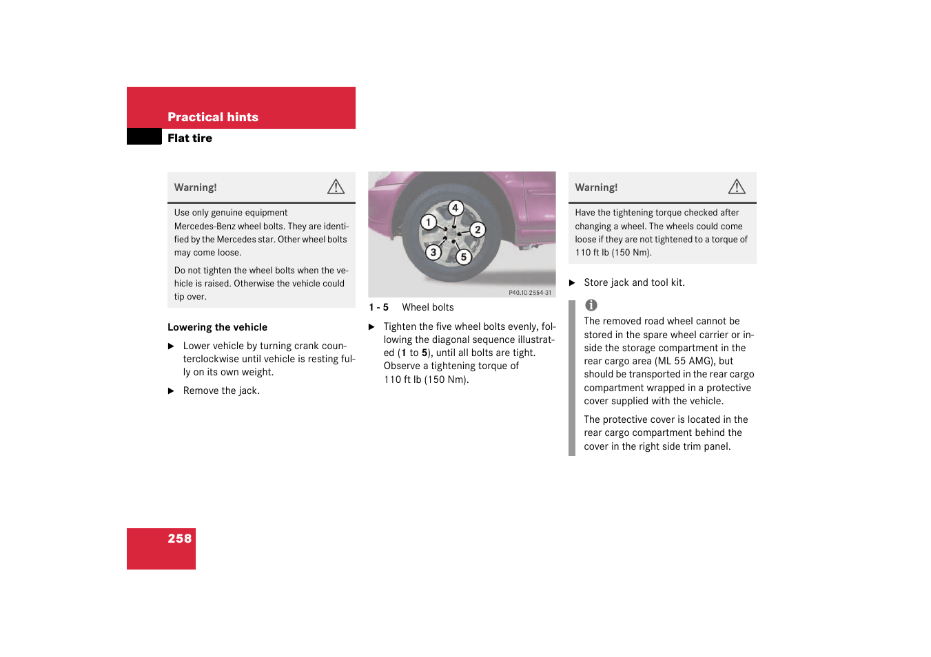 Mercedes-Benz 2003 M-Class User Manual | Page 258 / 321