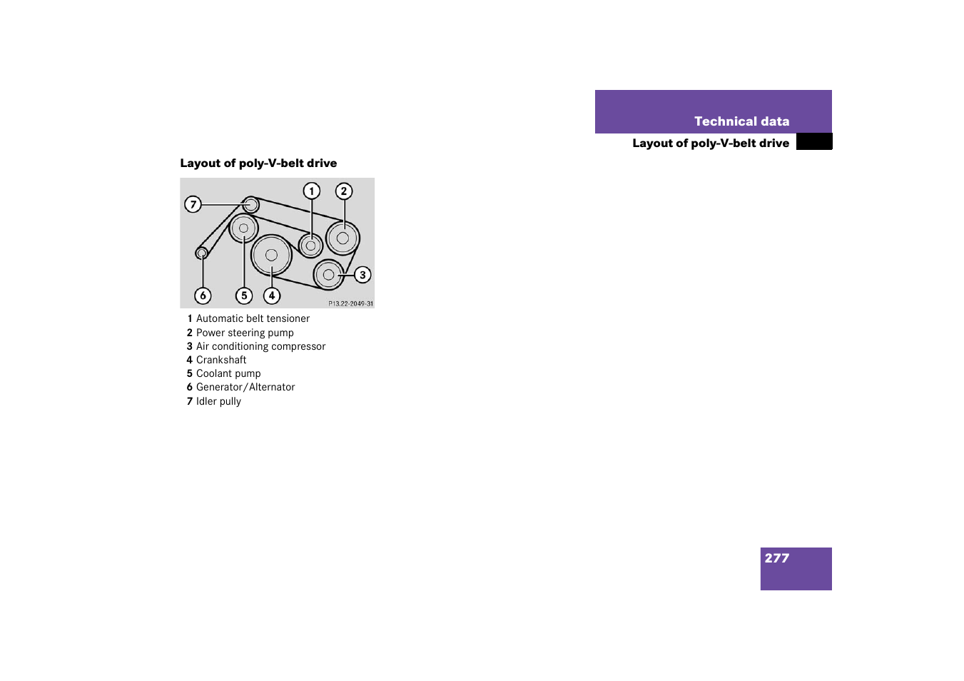 Layout of poly-v-belt drive | Mercedes-Benz 2003 M-Class User Manual | Page 277 / 321