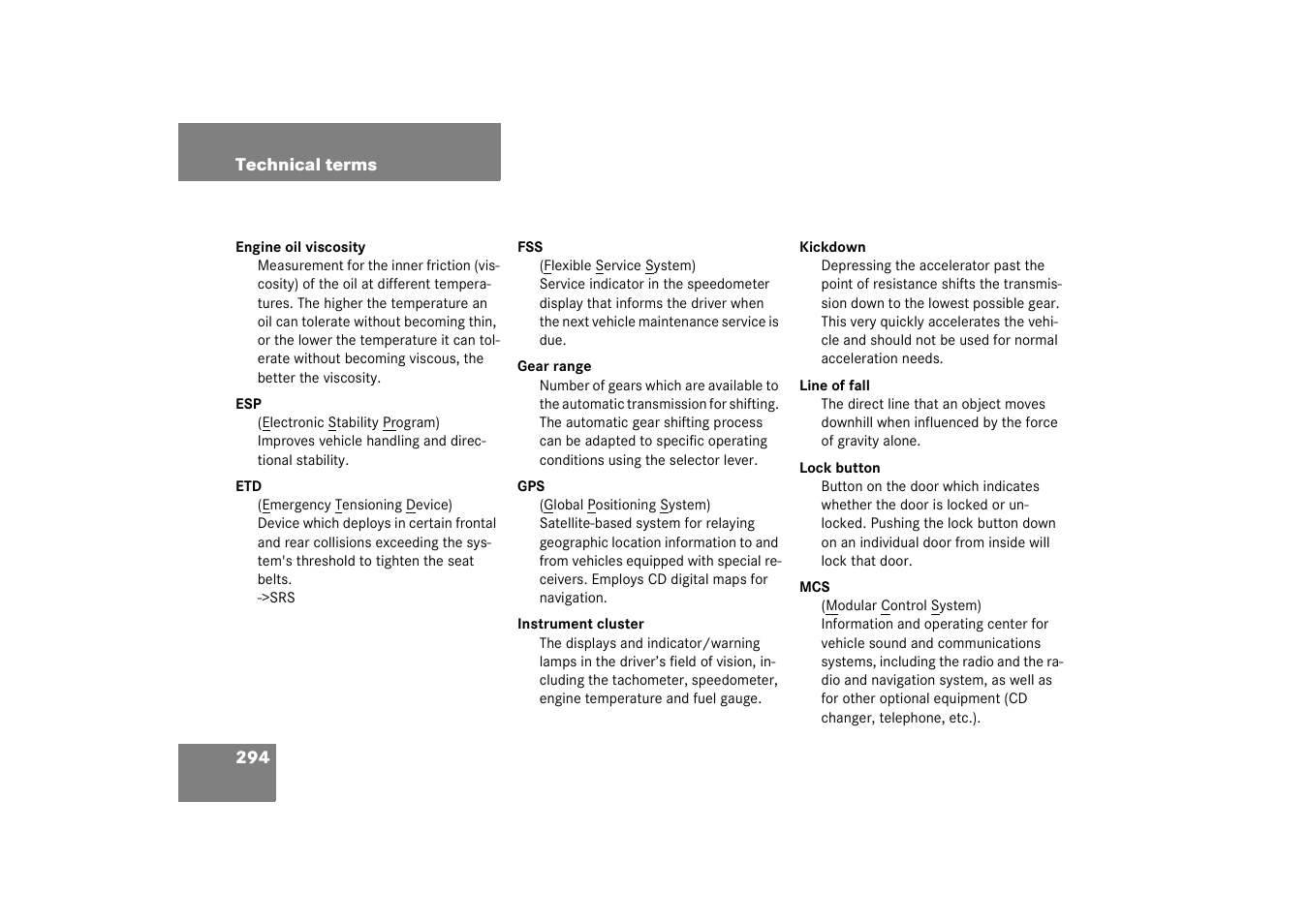 Mercedes-Benz 2003 M-Class User Manual | Page 294 / 321