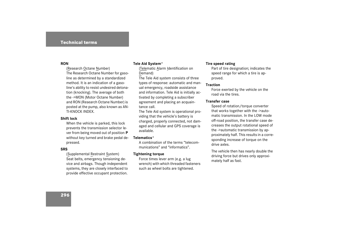 Mercedes-Benz 2003 M-Class User Manual | Page 296 / 321