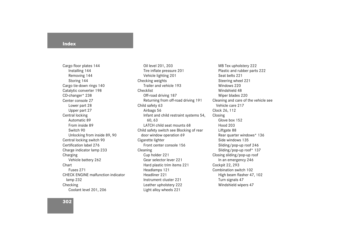 Mercedes-Benz 2003 M-Class User Manual | Page 302 / 321