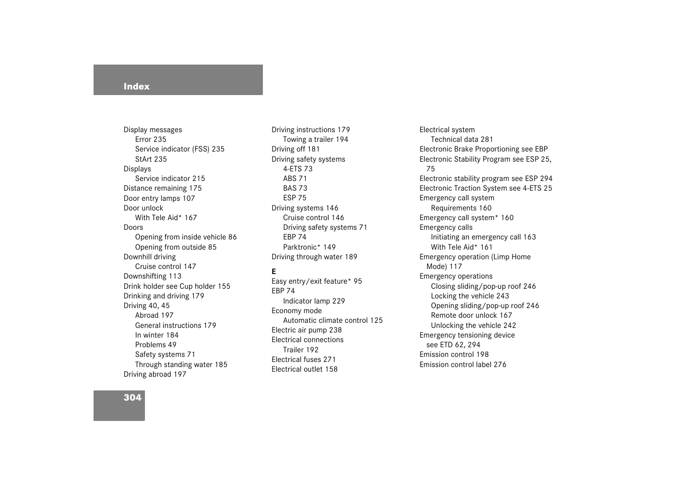 Mercedes-Benz 2003 M-Class User Manual | Page 304 / 321