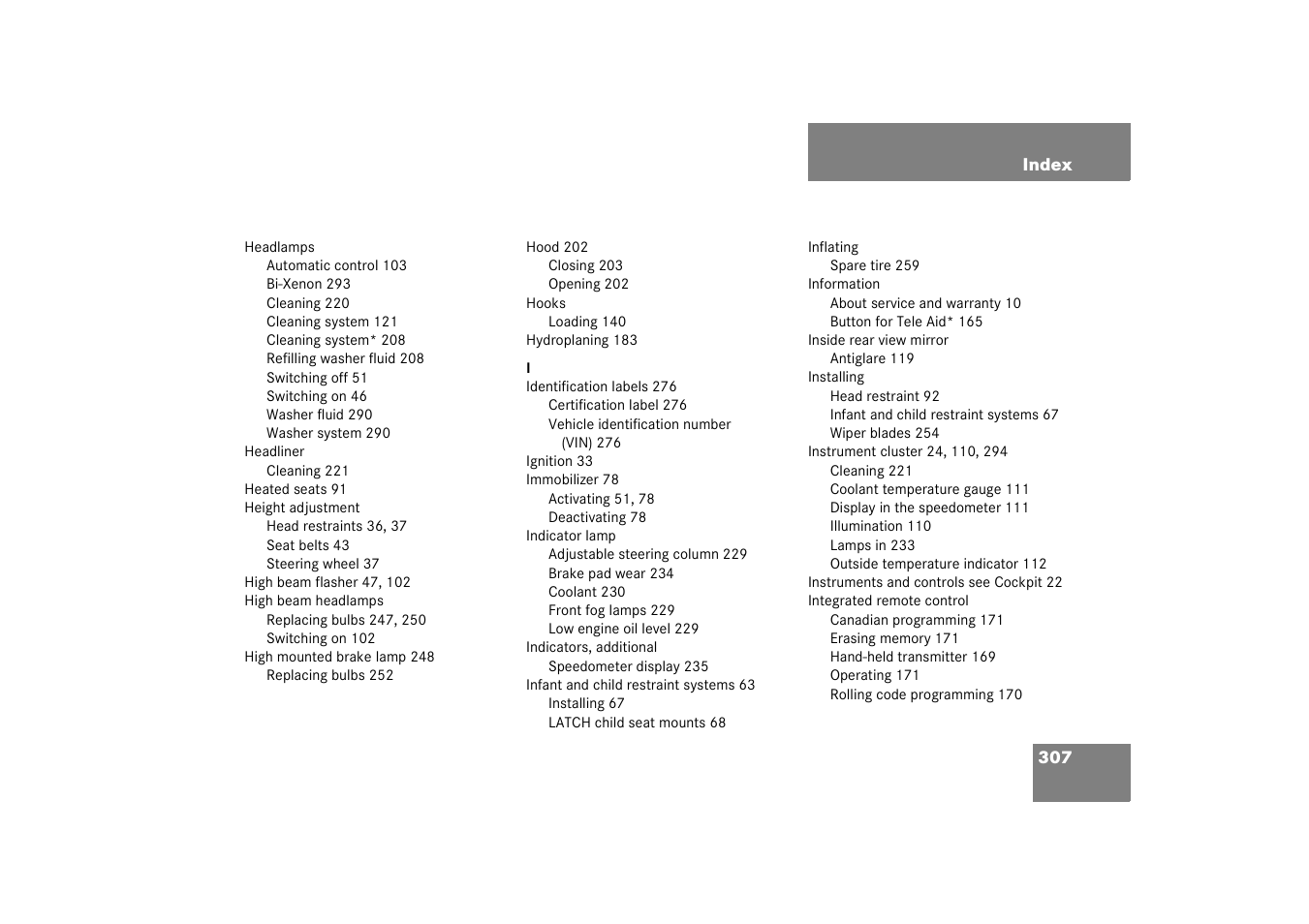 Mercedes-Benz 2003 M-Class User Manual | Page 307 / 321