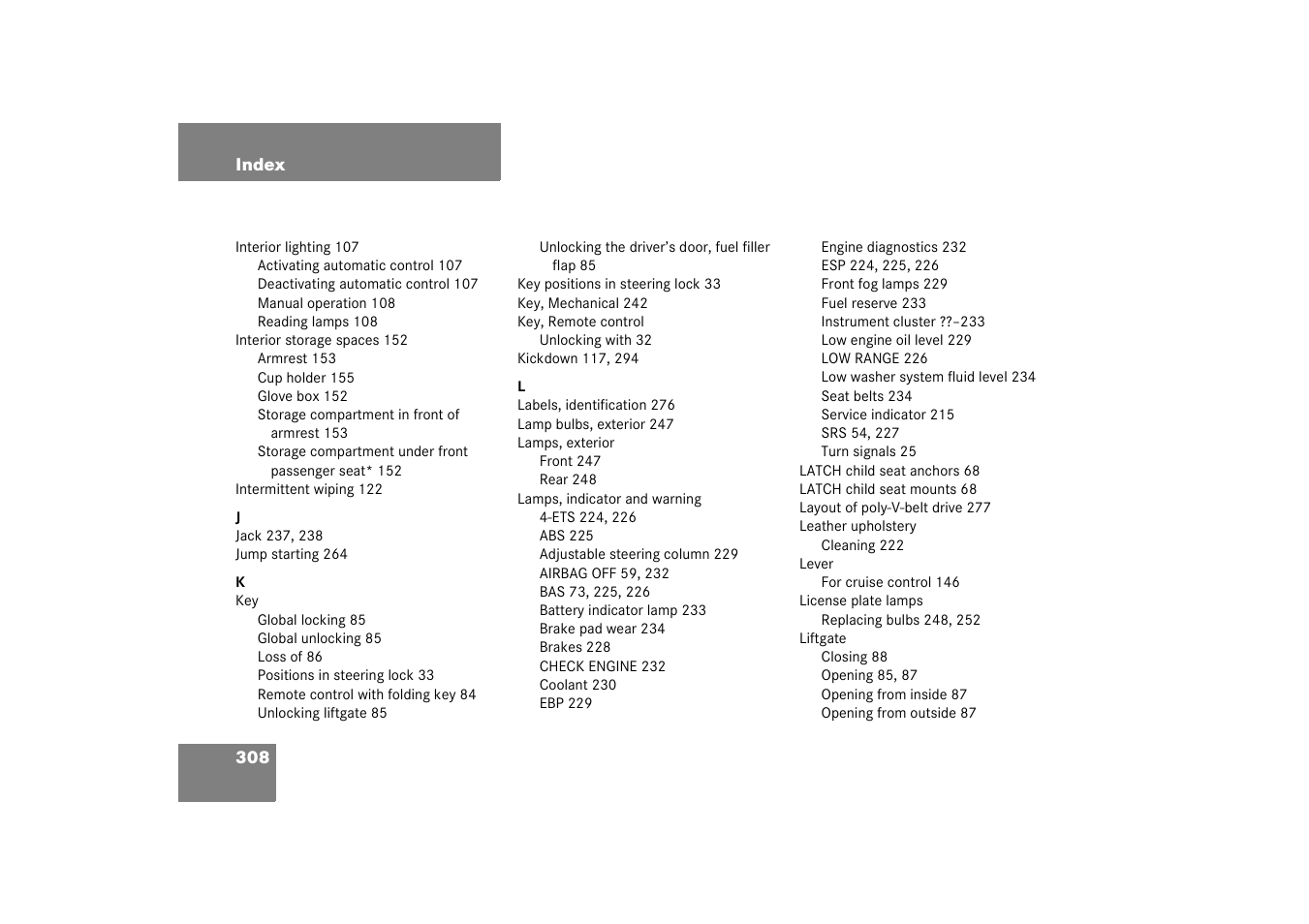Mercedes-Benz 2003 M-Class User Manual | Page 308 / 321