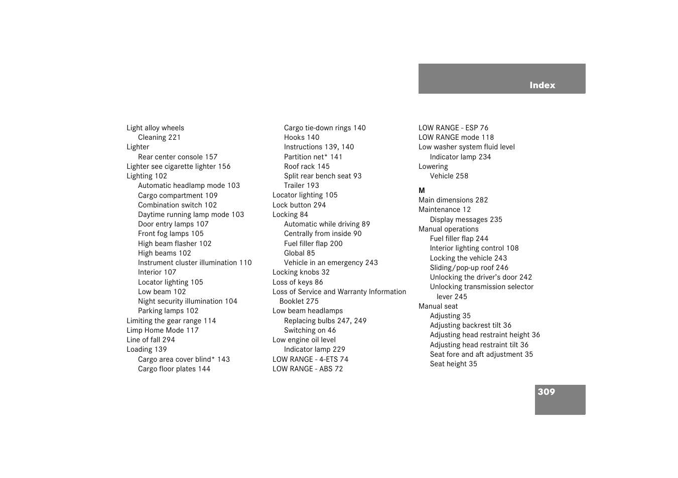 Mercedes-Benz 2003 M-Class User Manual | Page 309 / 321