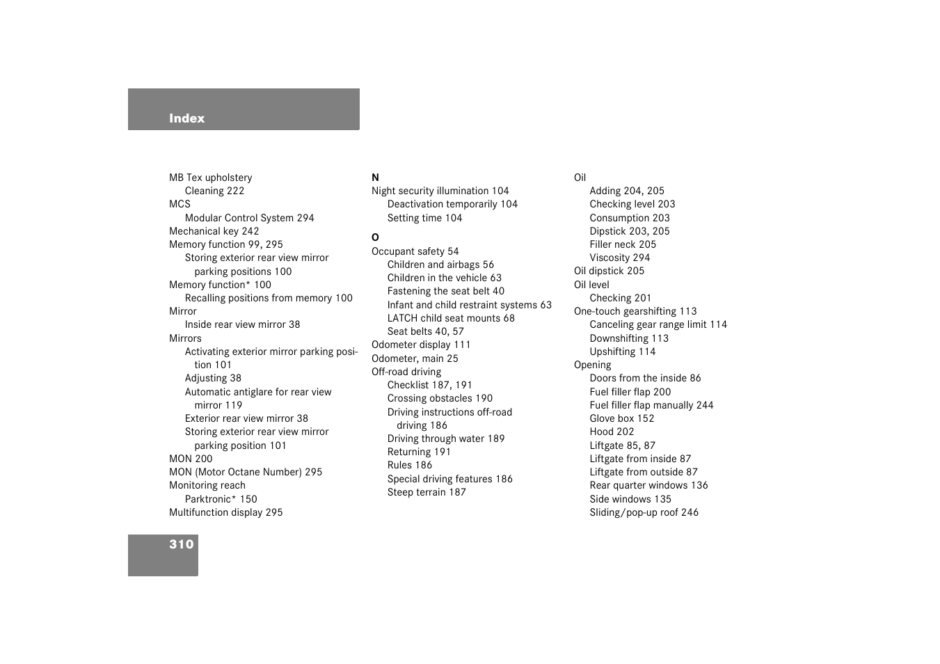 Mercedes-Benz 2003 M-Class User Manual | Page 310 / 321