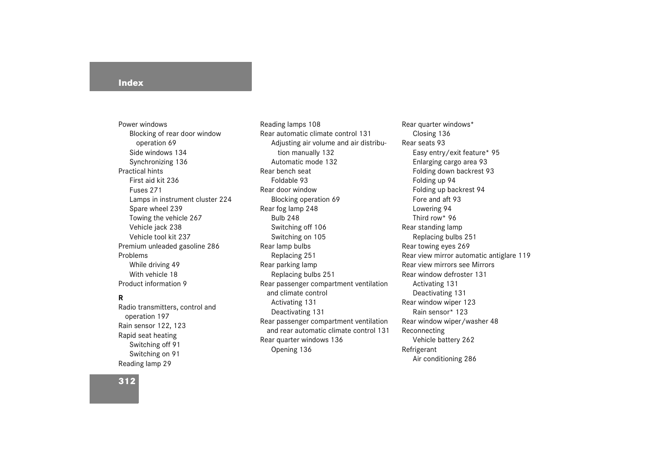 Mercedes-Benz 2003 M-Class User Manual | Page 312 / 321