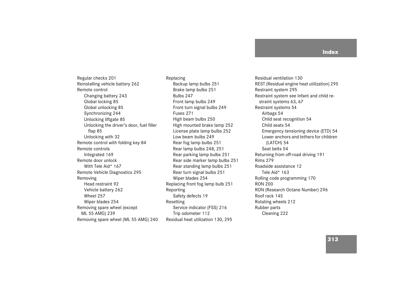 Mercedes-Benz 2003 M-Class User Manual | Page 313 / 321