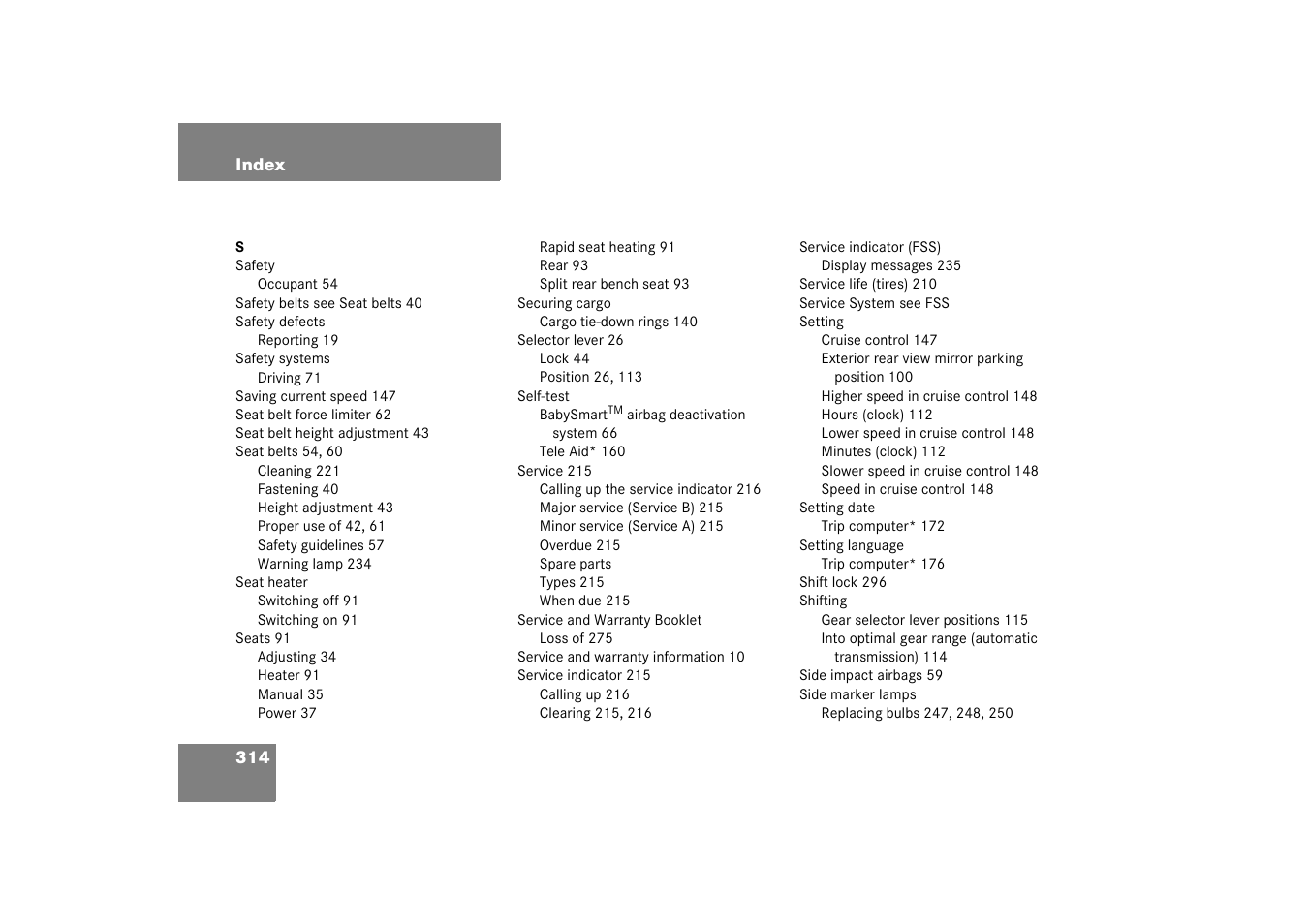 Mercedes-Benz 2003 M-Class User Manual | Page 314 / 321