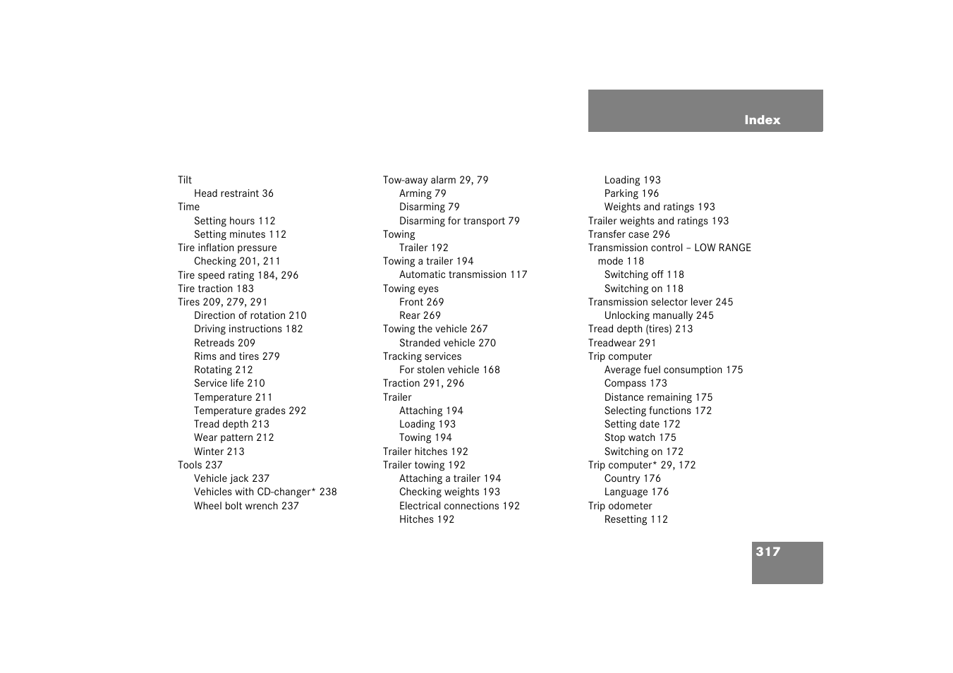 Mercedes-Benz 2003 M-Class User Manual | Page 317 / 321