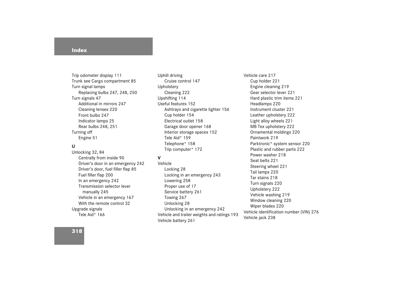 Mercedes-Benz 2003 M-Class User Manual | Page 318 / 321