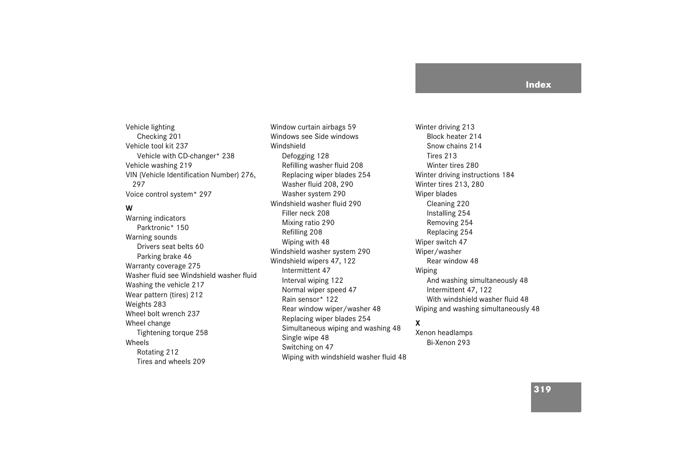 Mercedes-Benz 2003 M-Class User Manual | Page 319 / 321