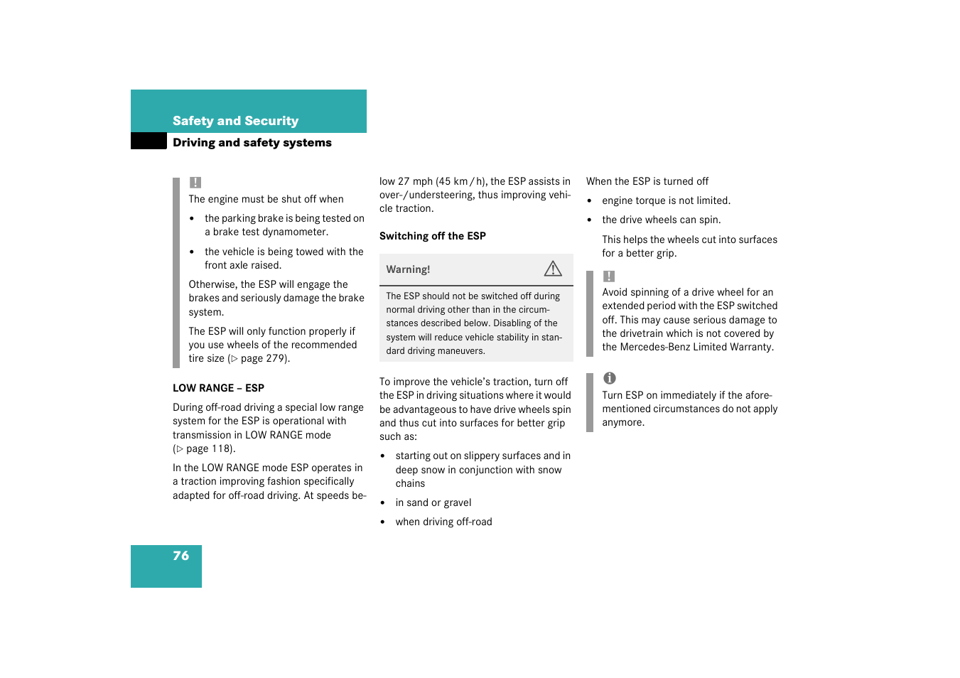 Mercedes-Benz 2003 M-Class User Manual | Page 76 / 321