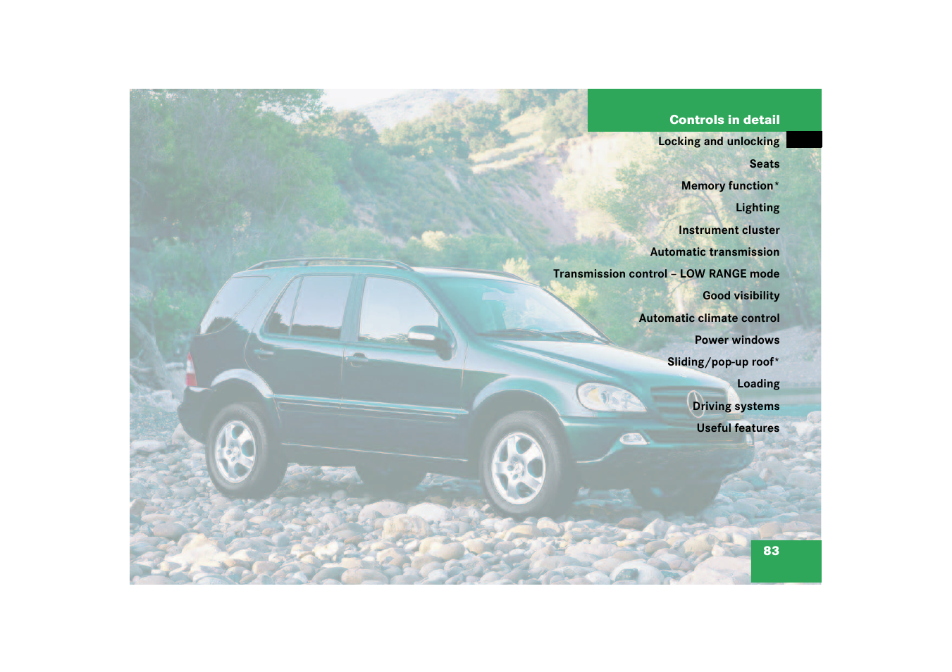 Controls in detail | Mercedes-Benz 2003 M-Class User Manual | Page 83 / 321