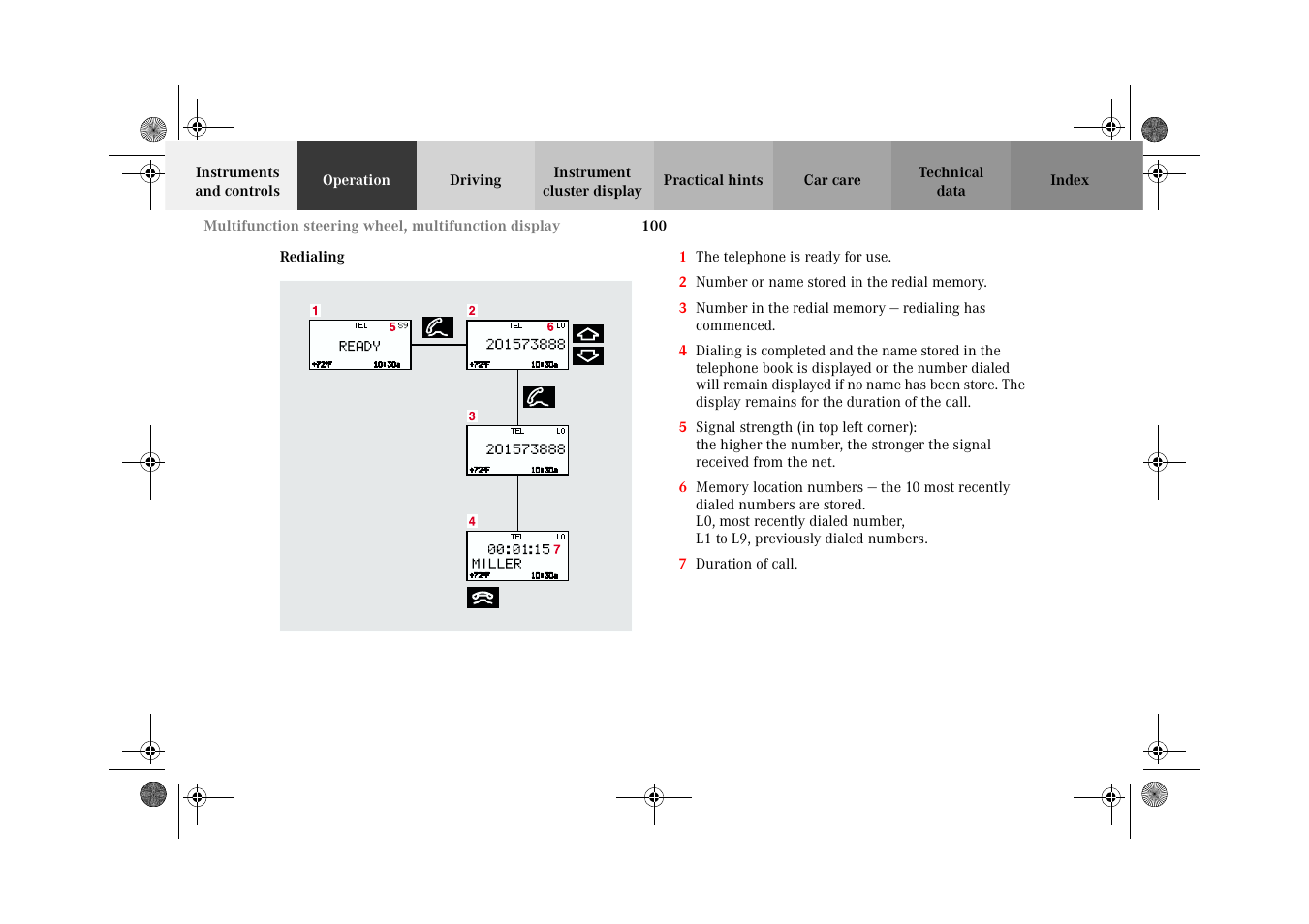Telephone:redialing | Mercedes-Benz 2002 G-Class User Manual | Page 103 / 385