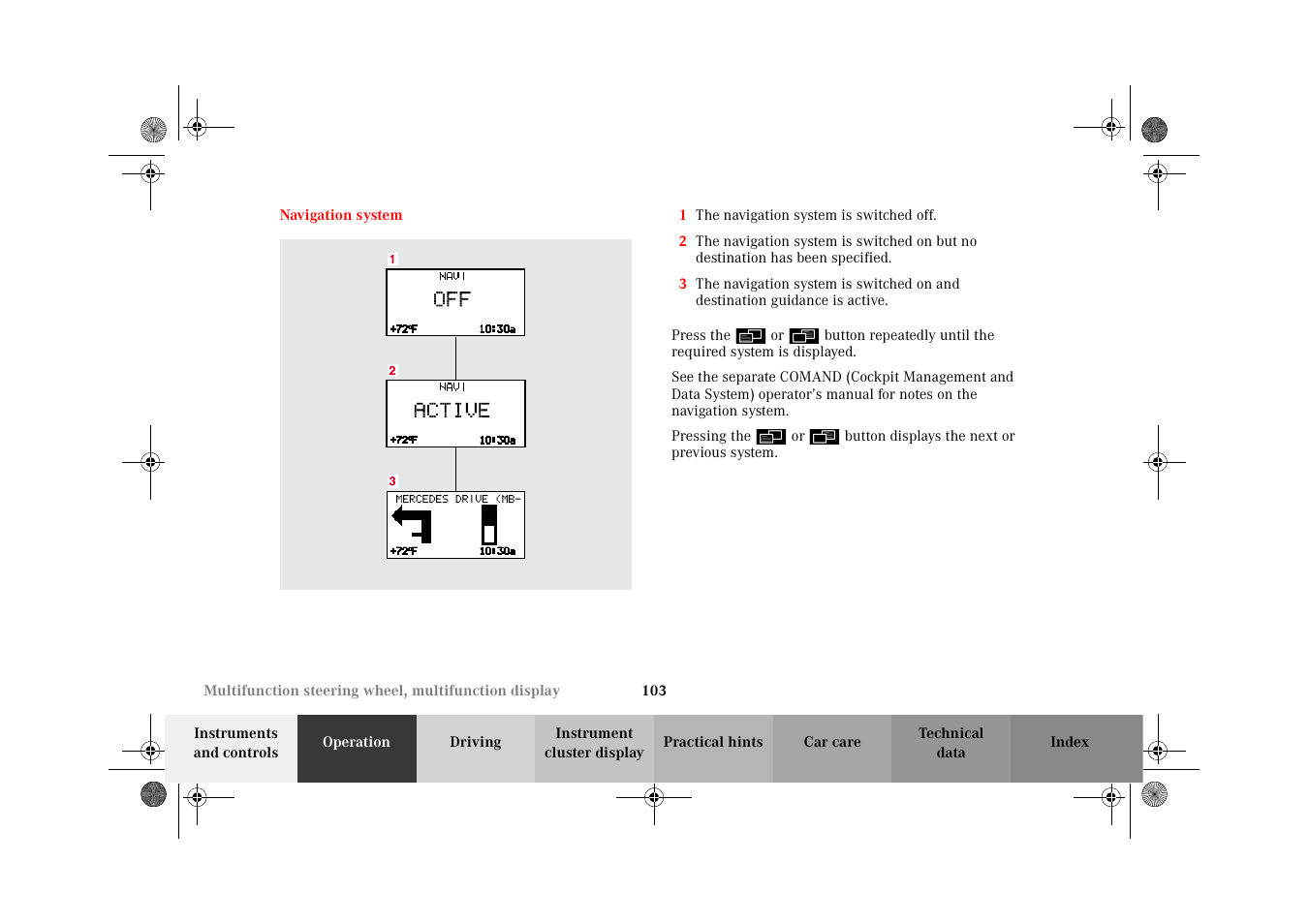 Navigation system | Mercedes-Benz 2002 G-Class User Manual | Page 106 / 385