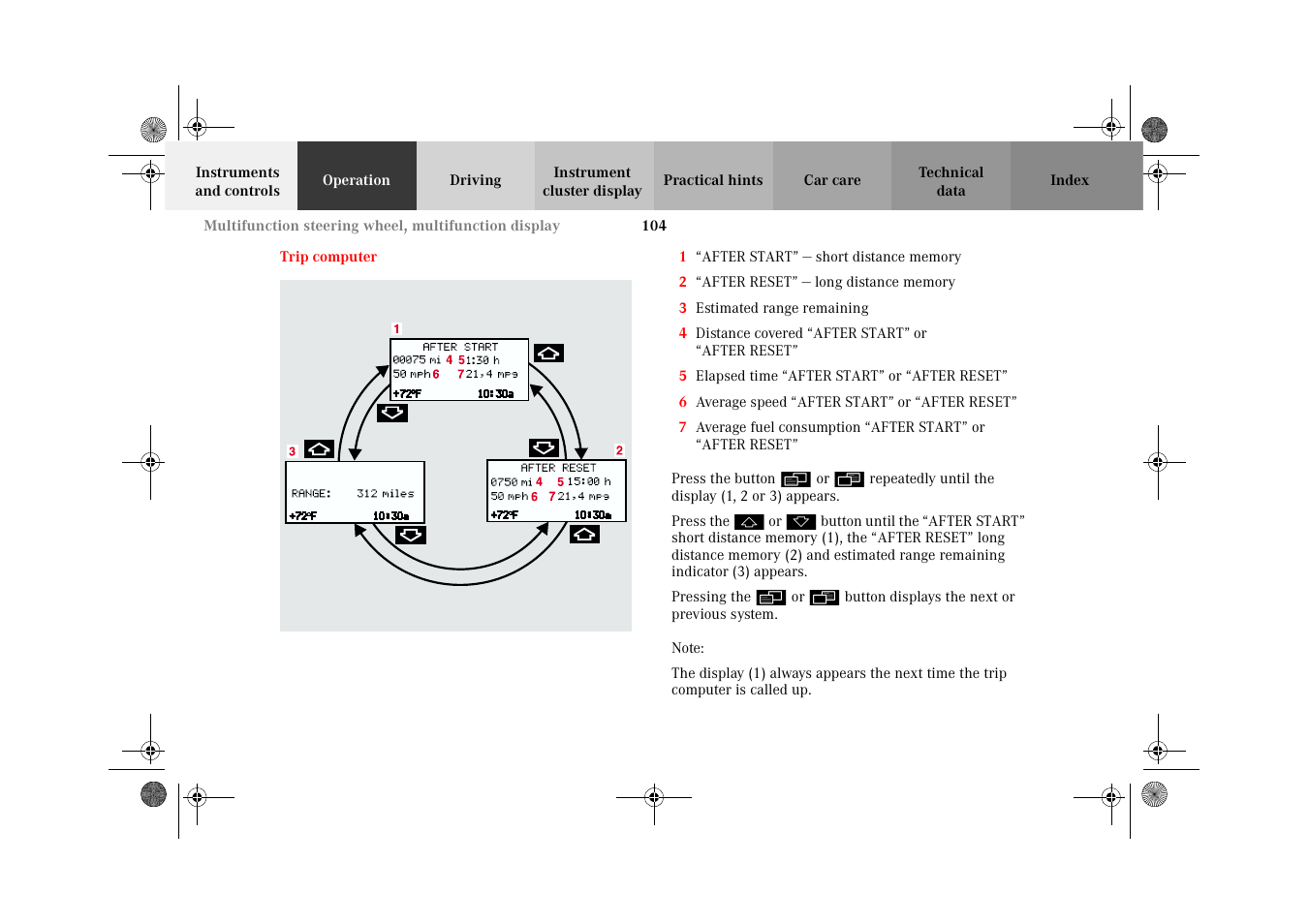 Trip computer | Mercedes-Benz 2002 G-Class User Manual | Page 107 / 385