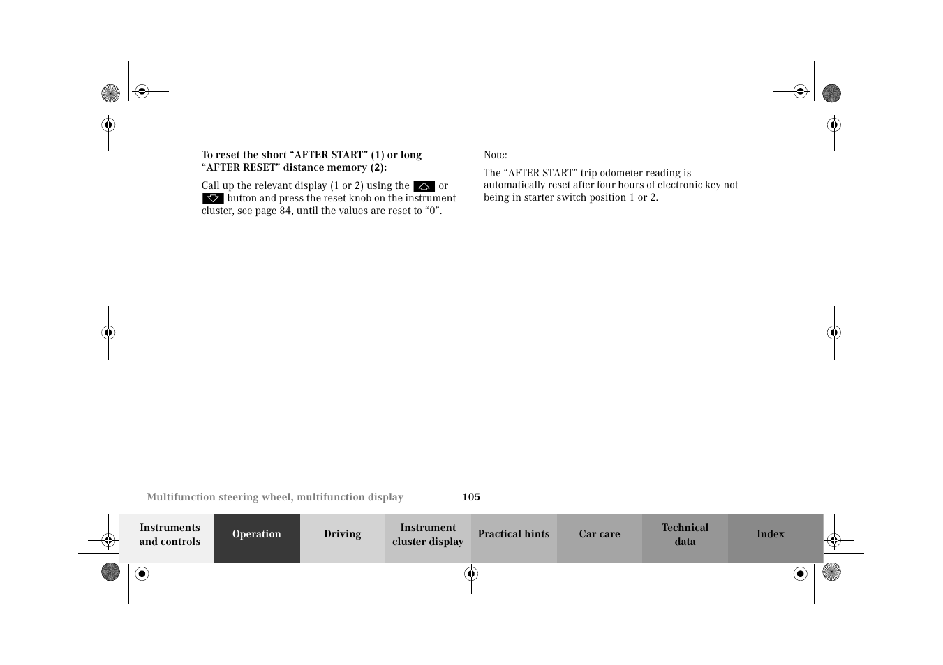 To reset the short | Mercedes-Benz 2002 G-Class User Manual | Page 108 / 385