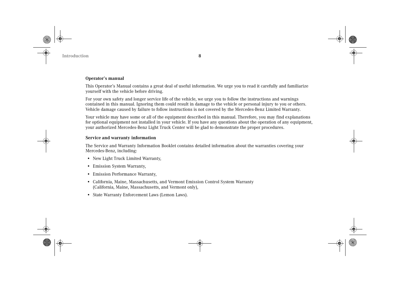 Mercedes-Benz 2002 G-Class User Manual | Page 11 / 385