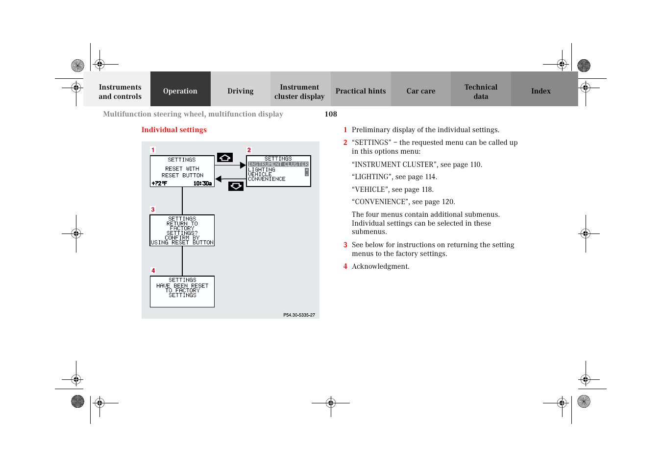 Individual settings | Mercedes-Benz 2002 G-Class User Manual | Page 111 / 385