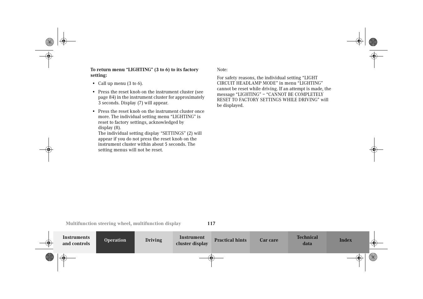 To return menu | Mercedes-Benz 2002 G-Class User Manual | Page 120 / 385
