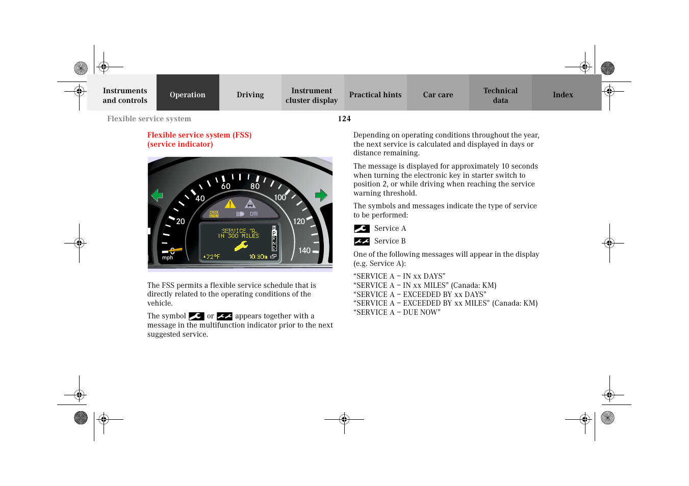 Flexible service system (fss), Flexible service system, Fss) | Mercedes-Benz 2002 G-Class User Manual | Page 127 / 385