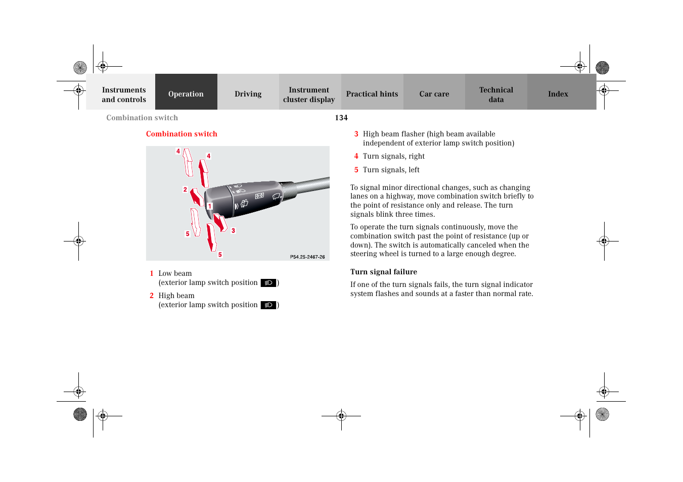 Combination switch | Mercedes-Benz 2002 G-Class User Manual | Page 137 / 385