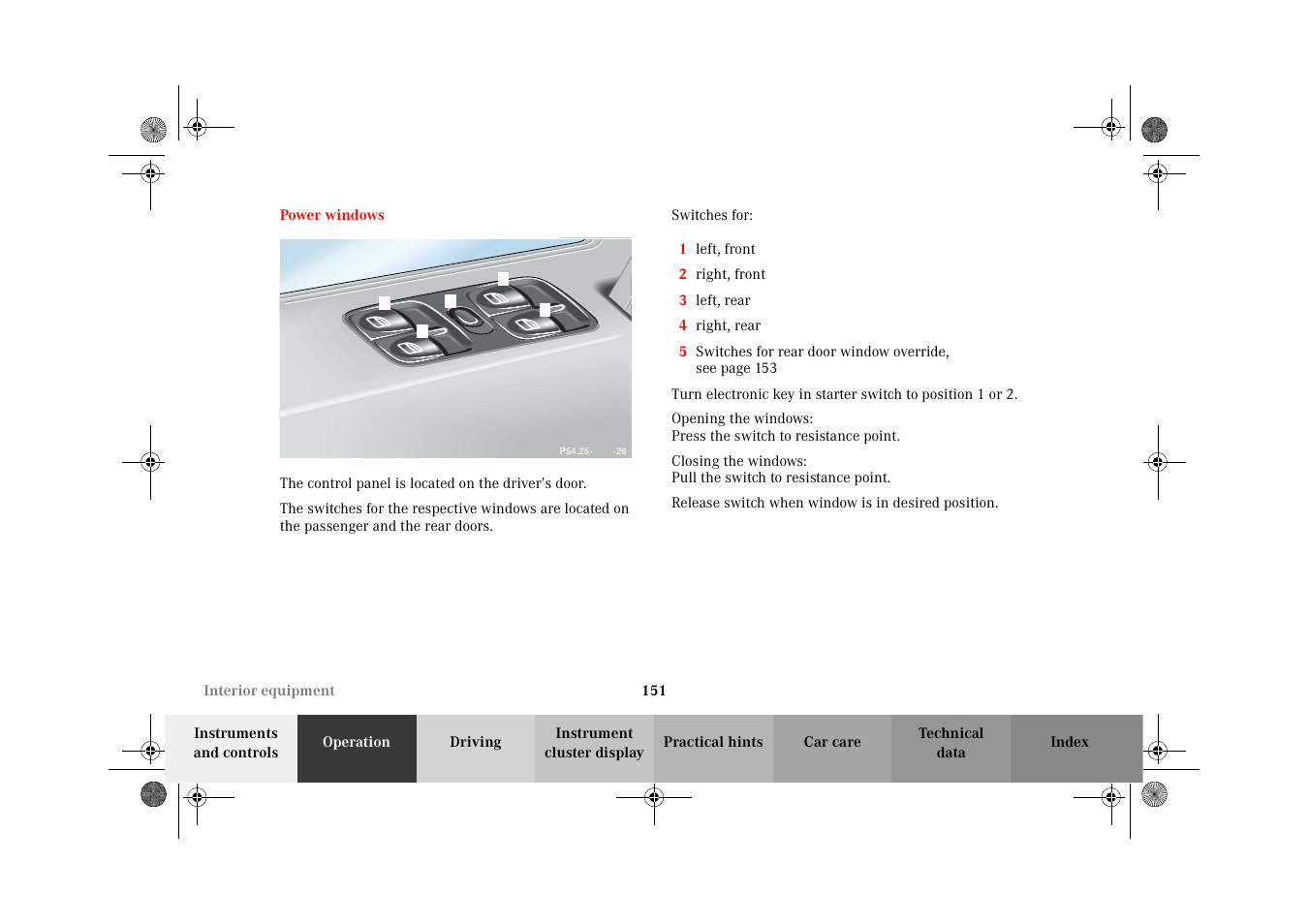 Power windows | Mercedes-Benz 2002 G-Class User Manual | Page 154 / 385