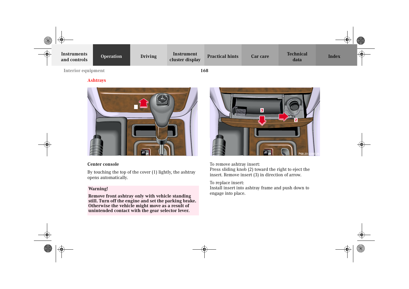 Ashtrays | Mercedes-Benz 2002 G-Class User Manual | Page 171 / 385