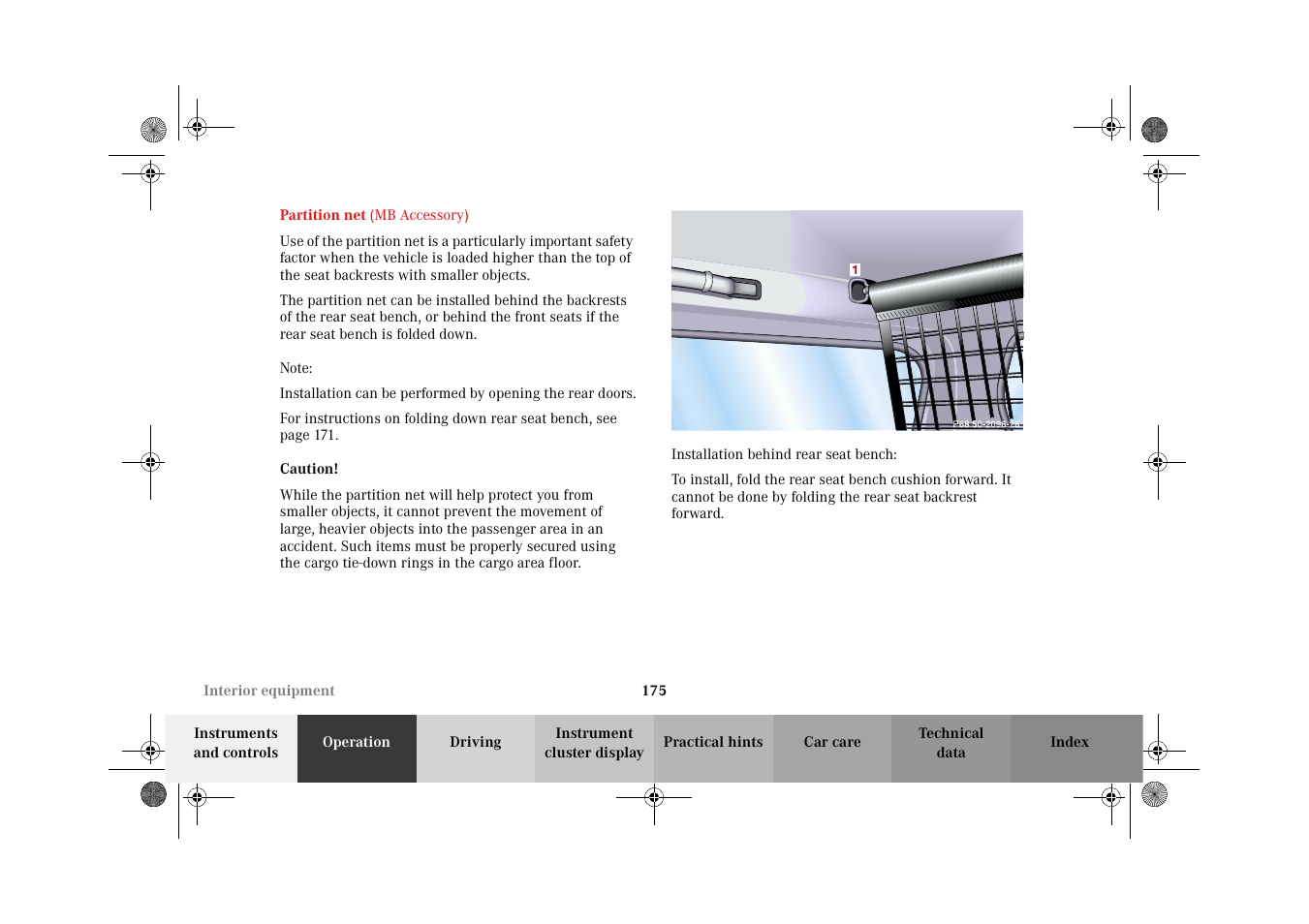 Partition net | Mercedes-Benz 2002 G-Class User Manual | Page 178 / 385