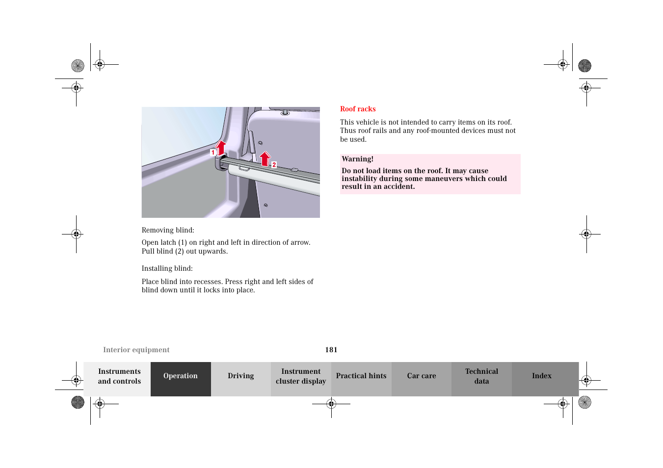 Roof racks | Mercedes-Benz 2002 G-Class User Manual | Page 184 / 385