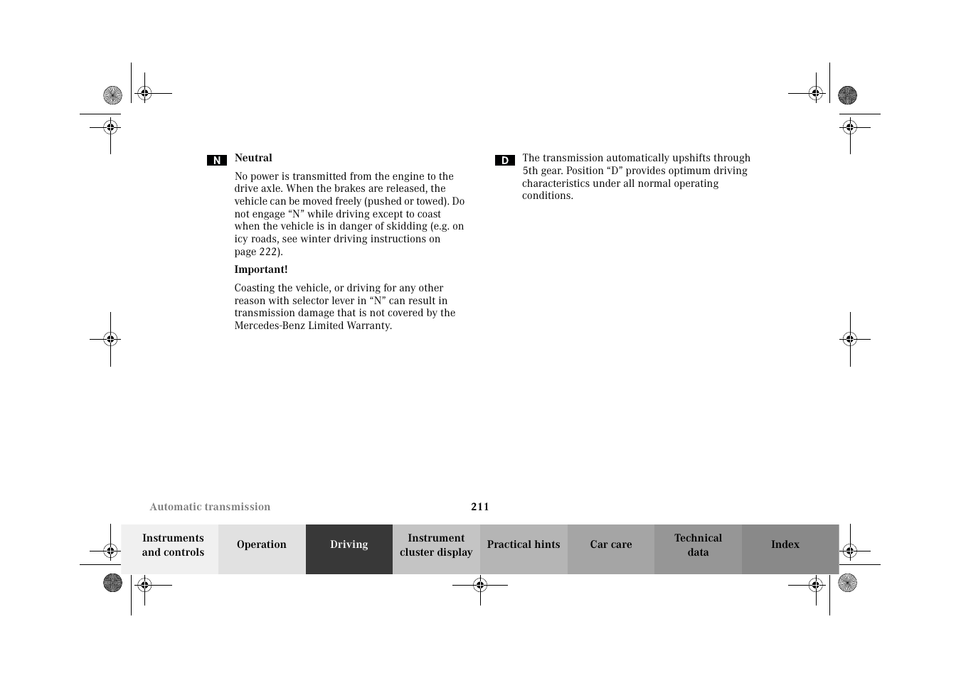 Mercedes-Benz 2002 G-Class User Manual | Page 214 / 385