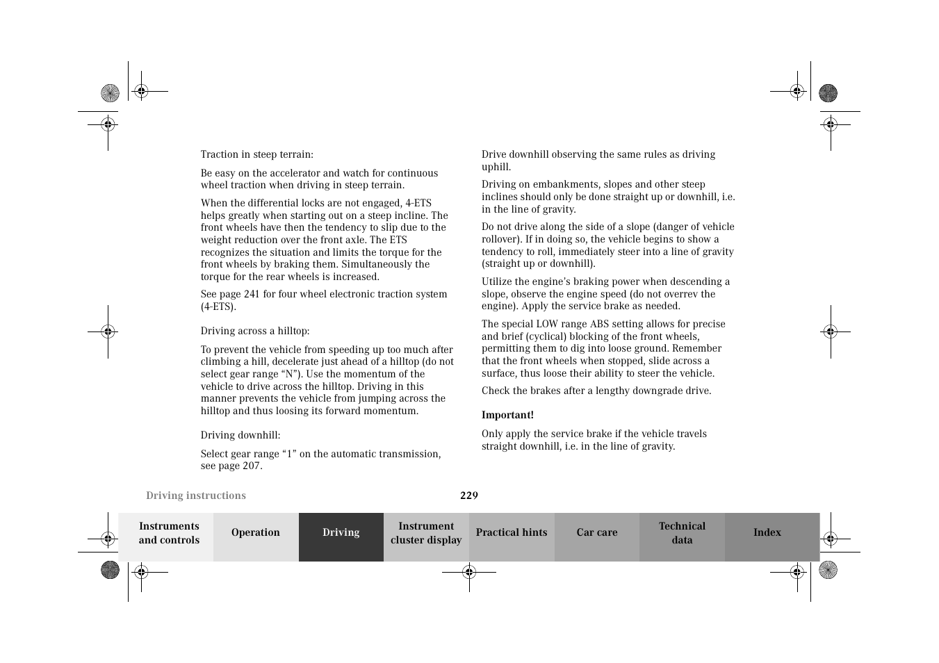 Mercedes-Benz 2002 G-Class User Manual | Page 232 / 385