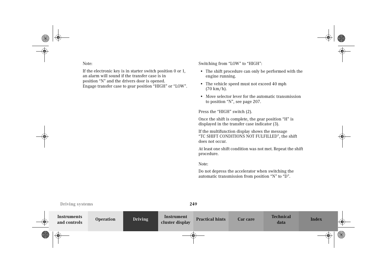 Mercedes-Benz 2002 G-Class User Manual | Page 252 / 385