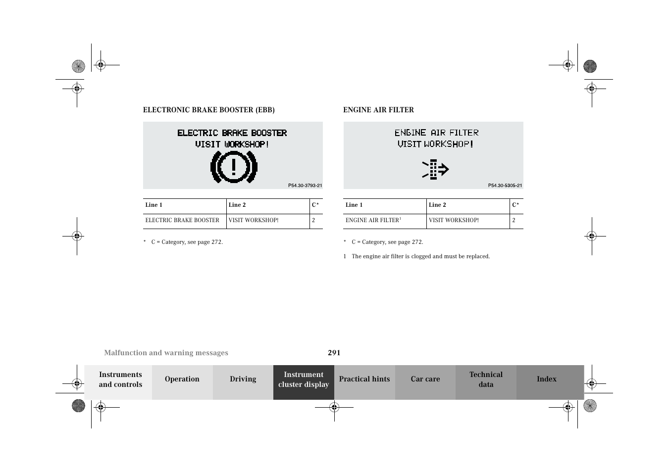 Electronic brake booster (ebb), Engine air filter, Electronic brake booster (ebb) engine air filter | Mercedes-Benz 2002 G-Class User Manual | Page 294 / 385