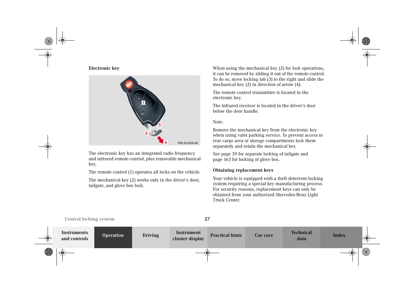 Electronic key | Mercedes-Benz 2002 G-Class User Manual | Page 30 / 385