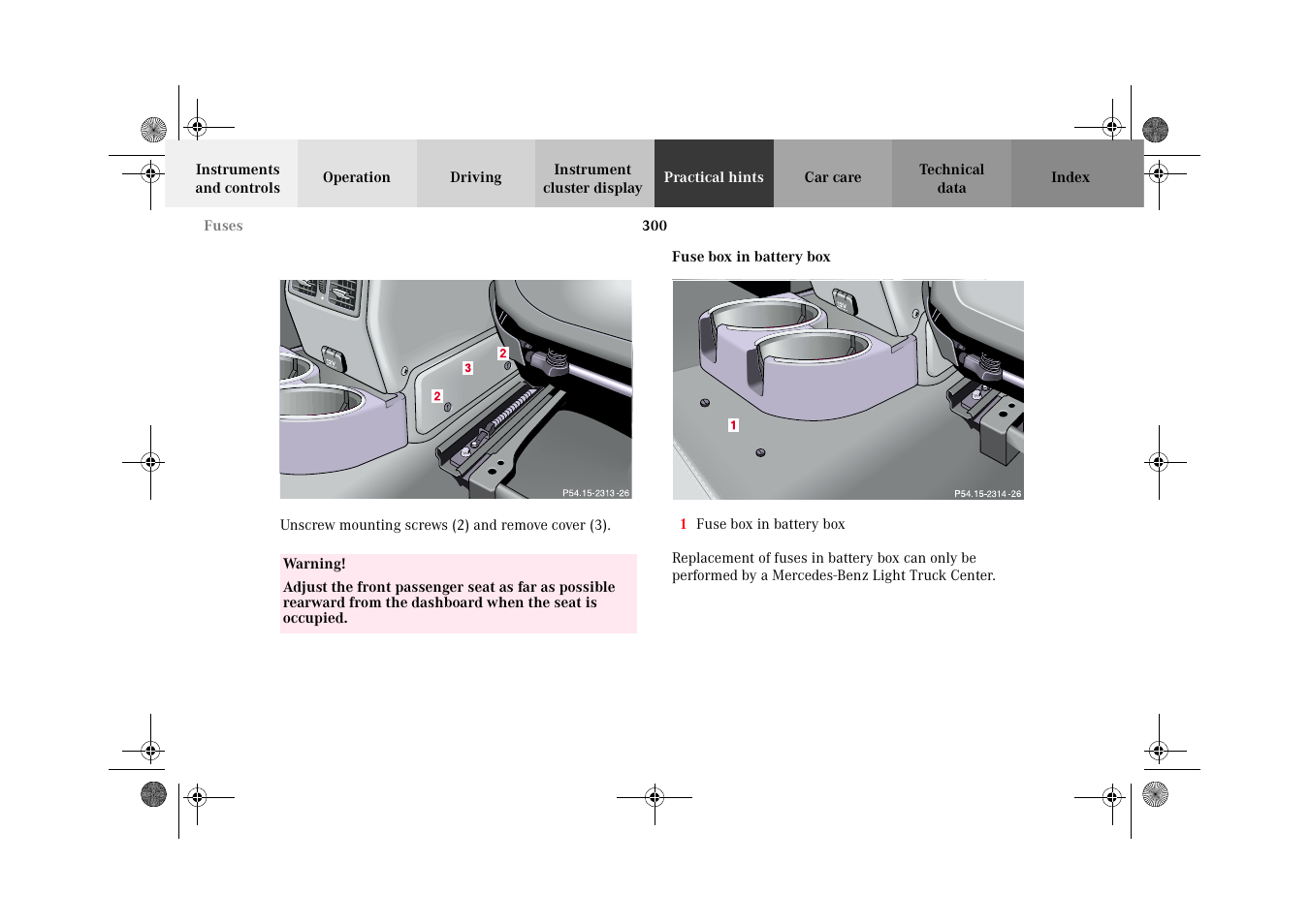 Fuse box in battery box | Mercedes-Benz 2002 G-Class User Manual | Page 303 / 385