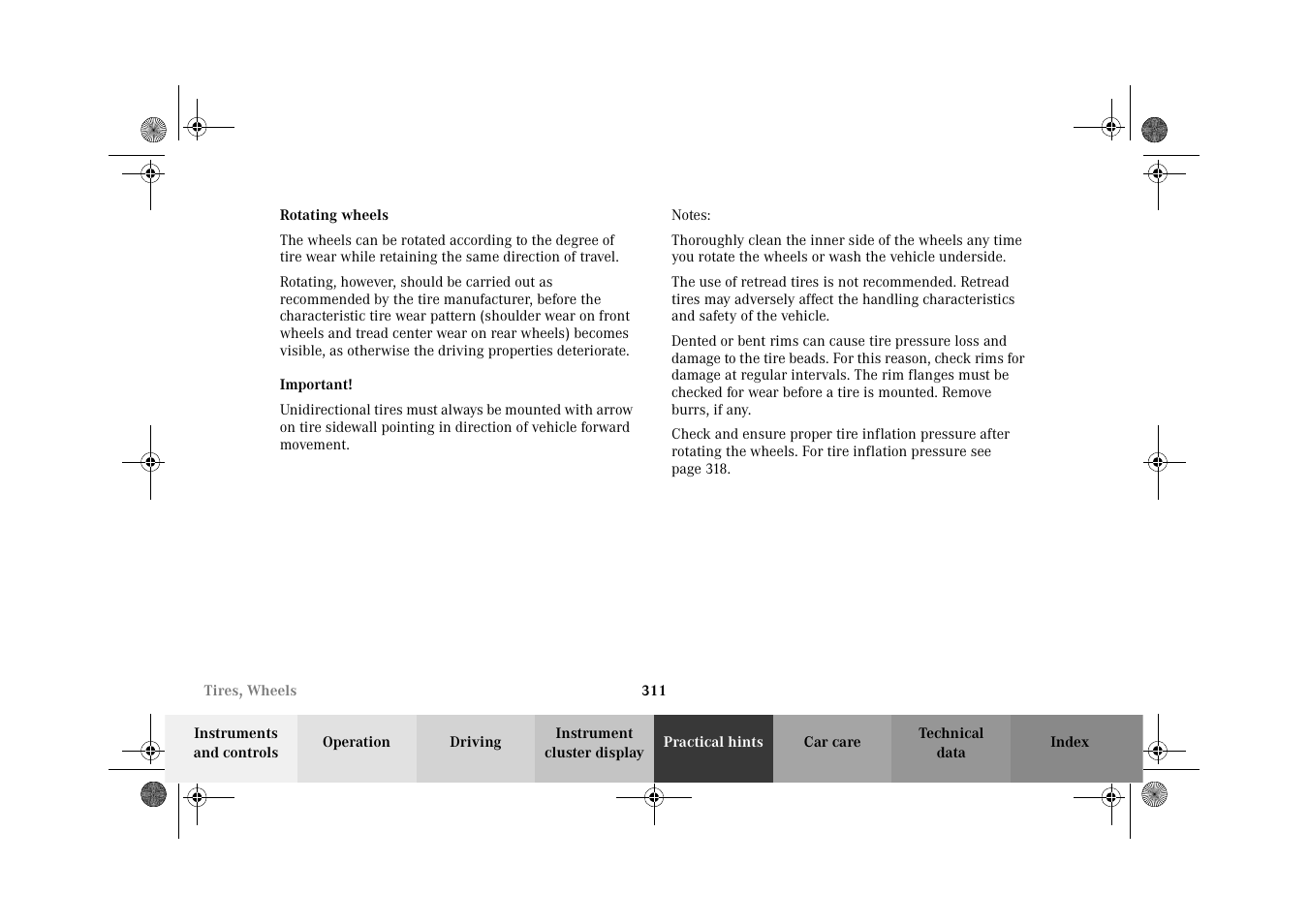 Rotating wheels | Mercedes-Benz 2002 G-Class User Manual | Page 314 / 385