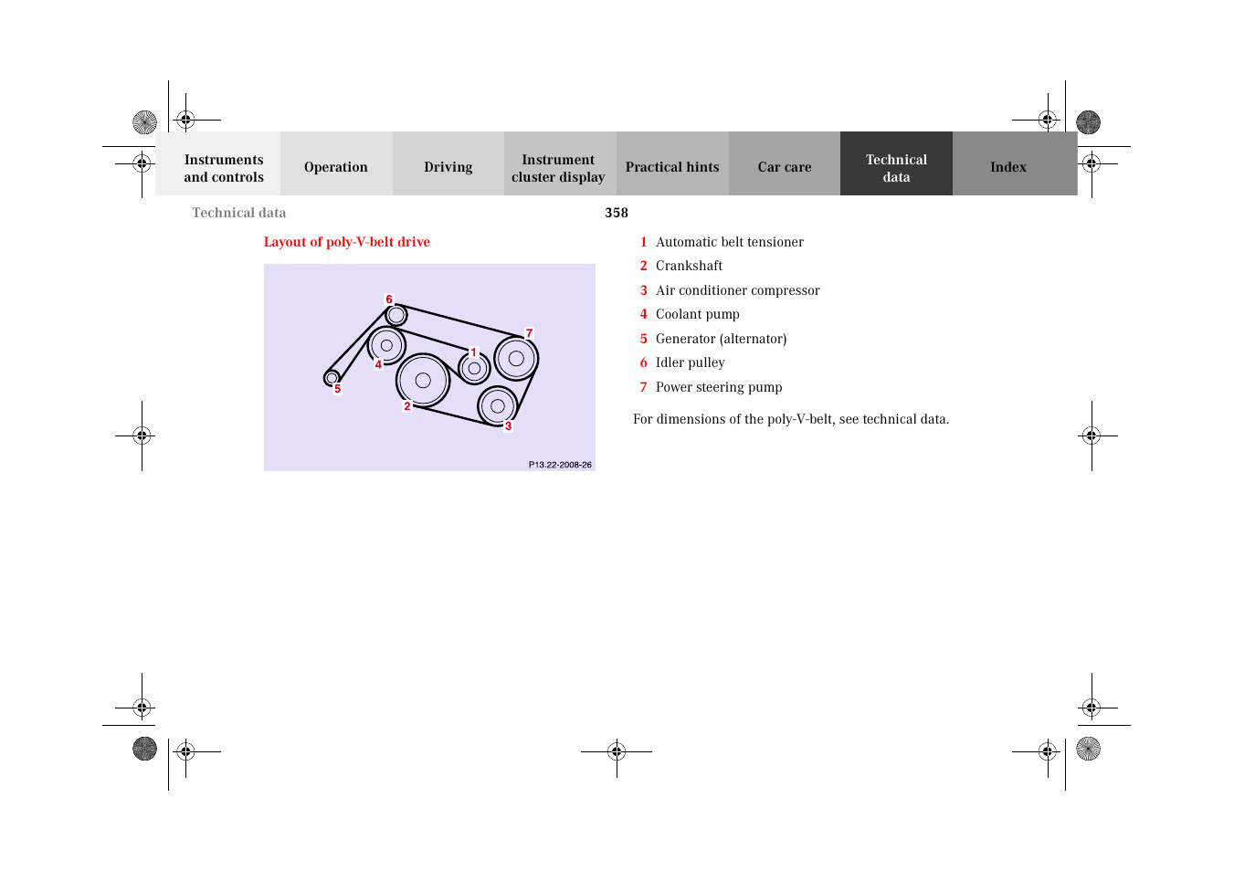 Layout of poly-v-belt drive | Mercedes-Benz 2002 G-Class User Manual | Page 361 / 385