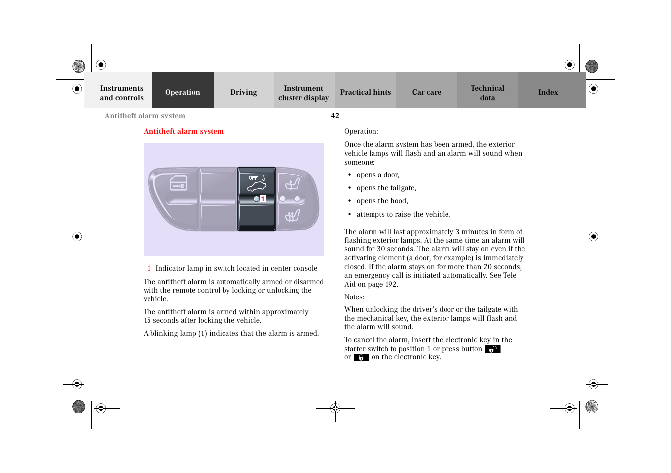 Antitheft alarm system | Mercedes-Benz 2002 G-Class User Manual | Page 45 / 385