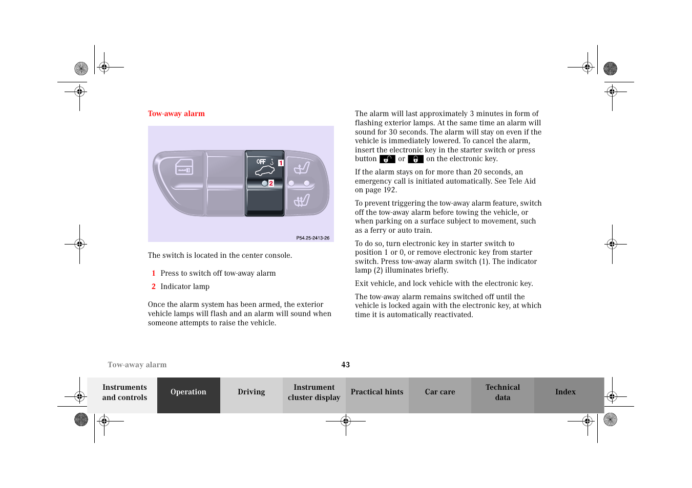 Tow-away alarm | Mercedes-Benz 2002 G-Class User Manual | Page 46 / 385