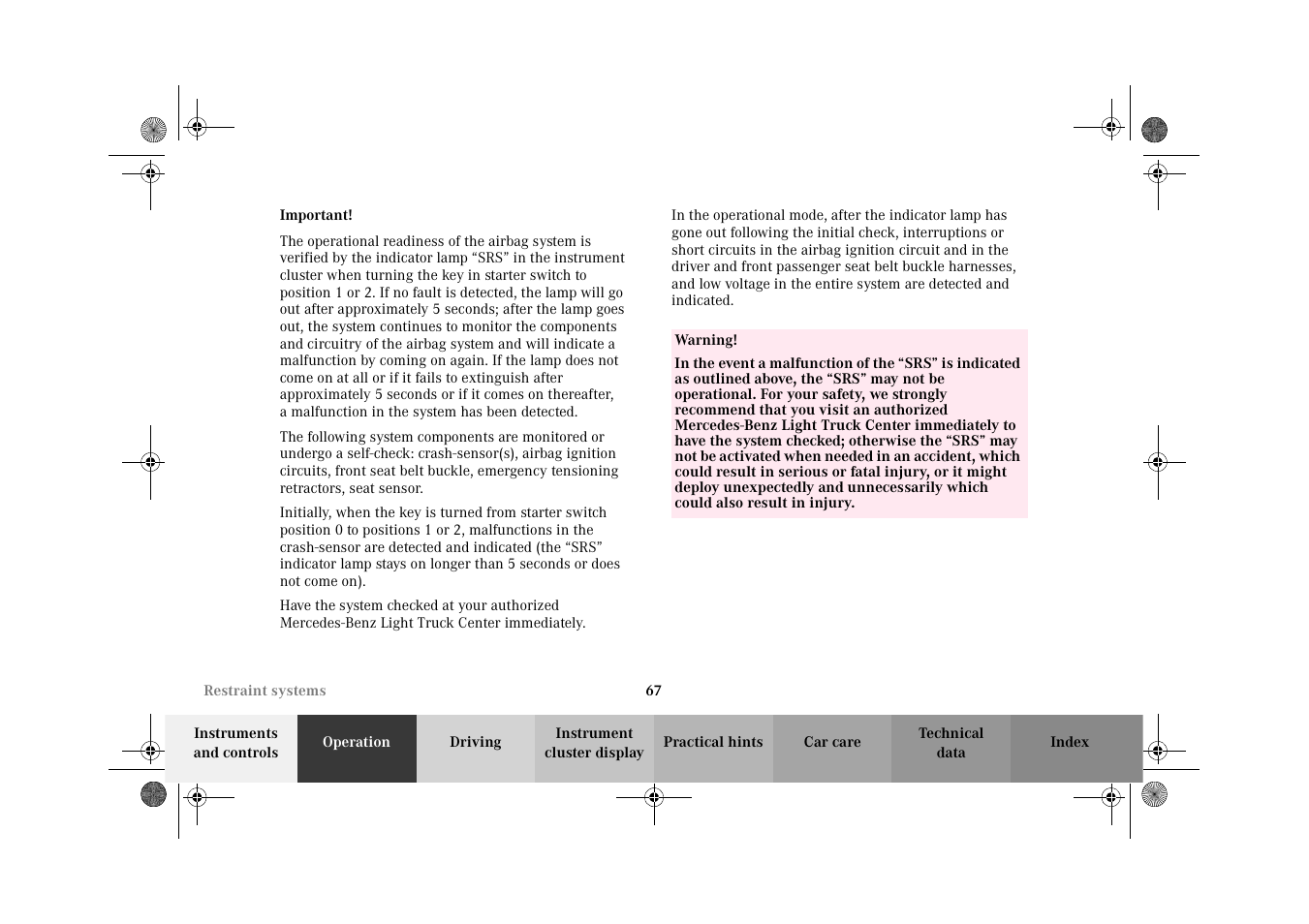 Mercedes-Benz 2002 G-Class User Manual | Page 70 / 385