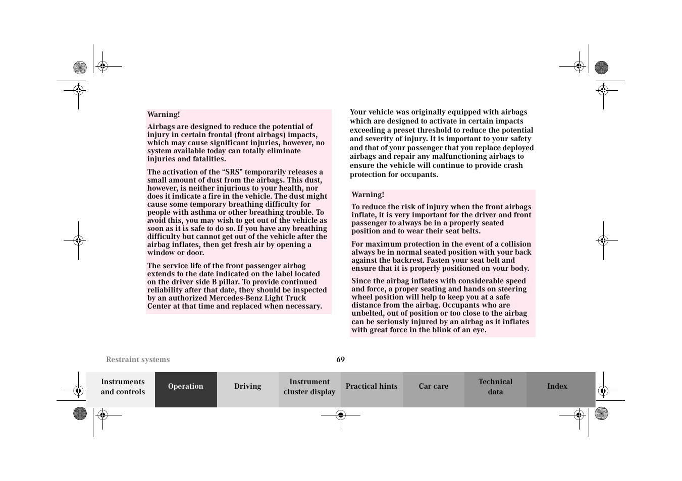 Mercedes-Benz 2002 G-Class User Manual | Page 72 / 385