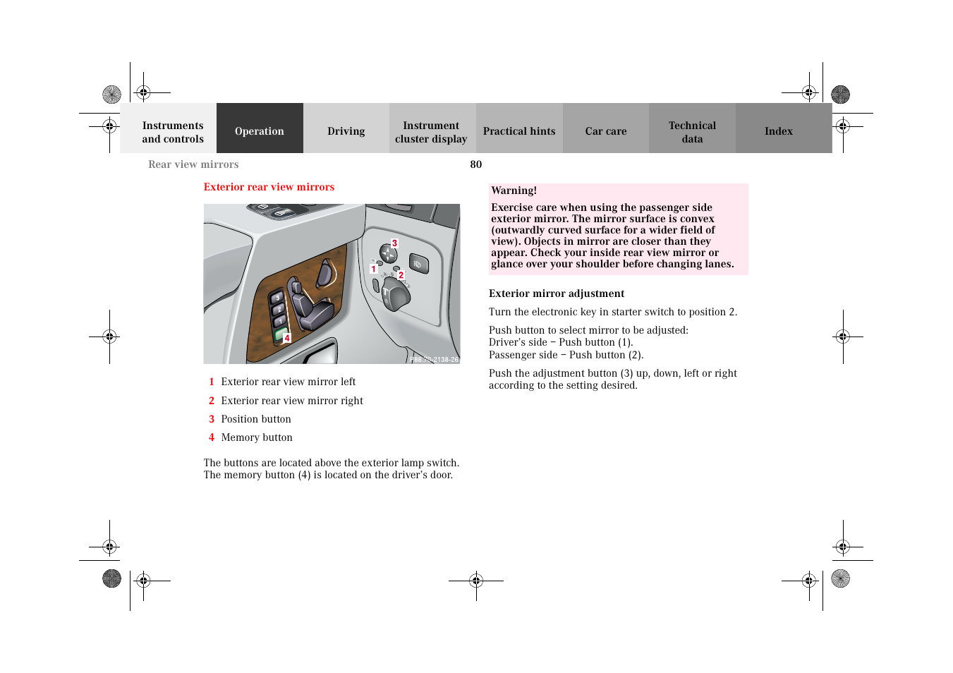 Exterior rear view mirrors | Mercedes-Benz 2002 G-Class User Manual | Page 83 / 385