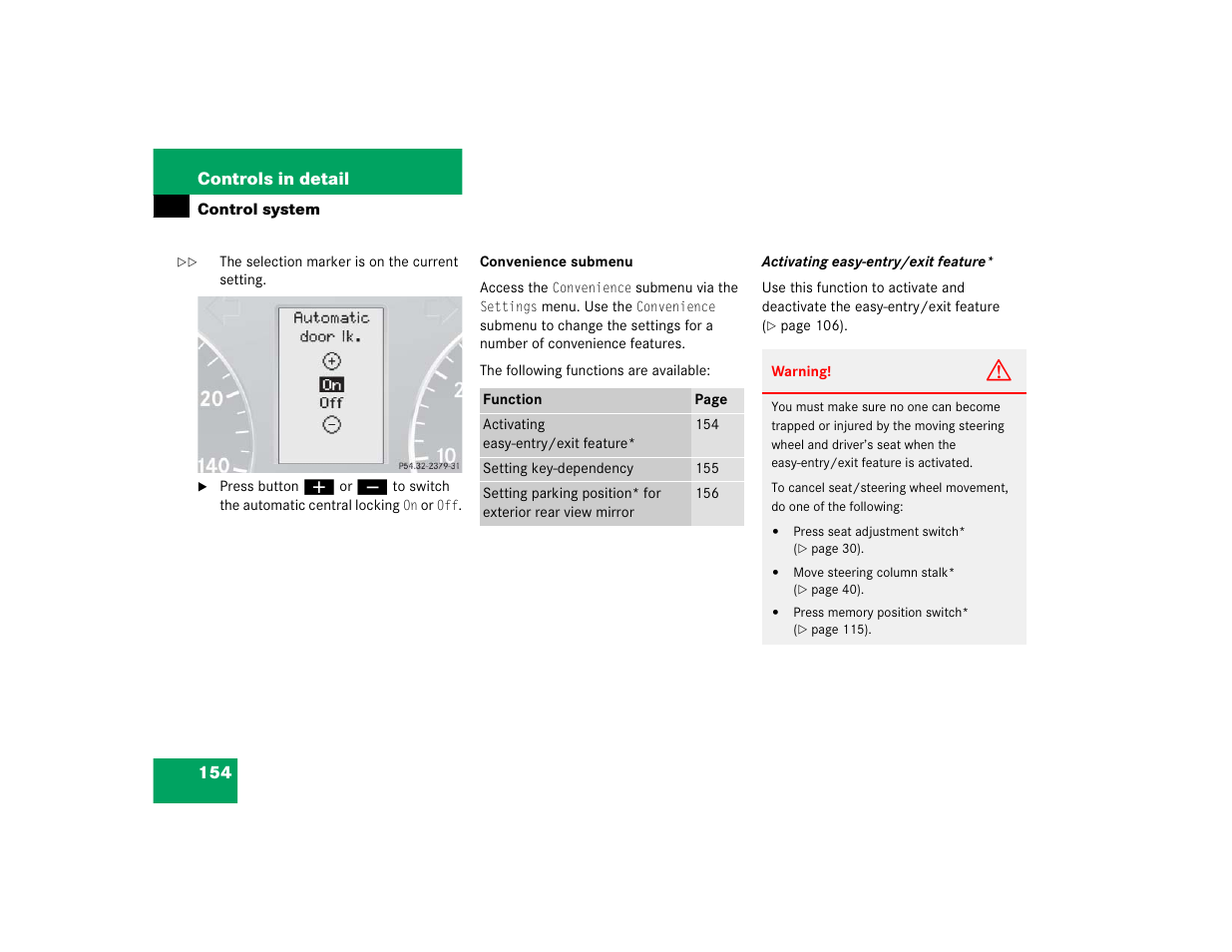 Mercedes-Benz 2005 C 320 Sport User Manual | Page 156 / 482