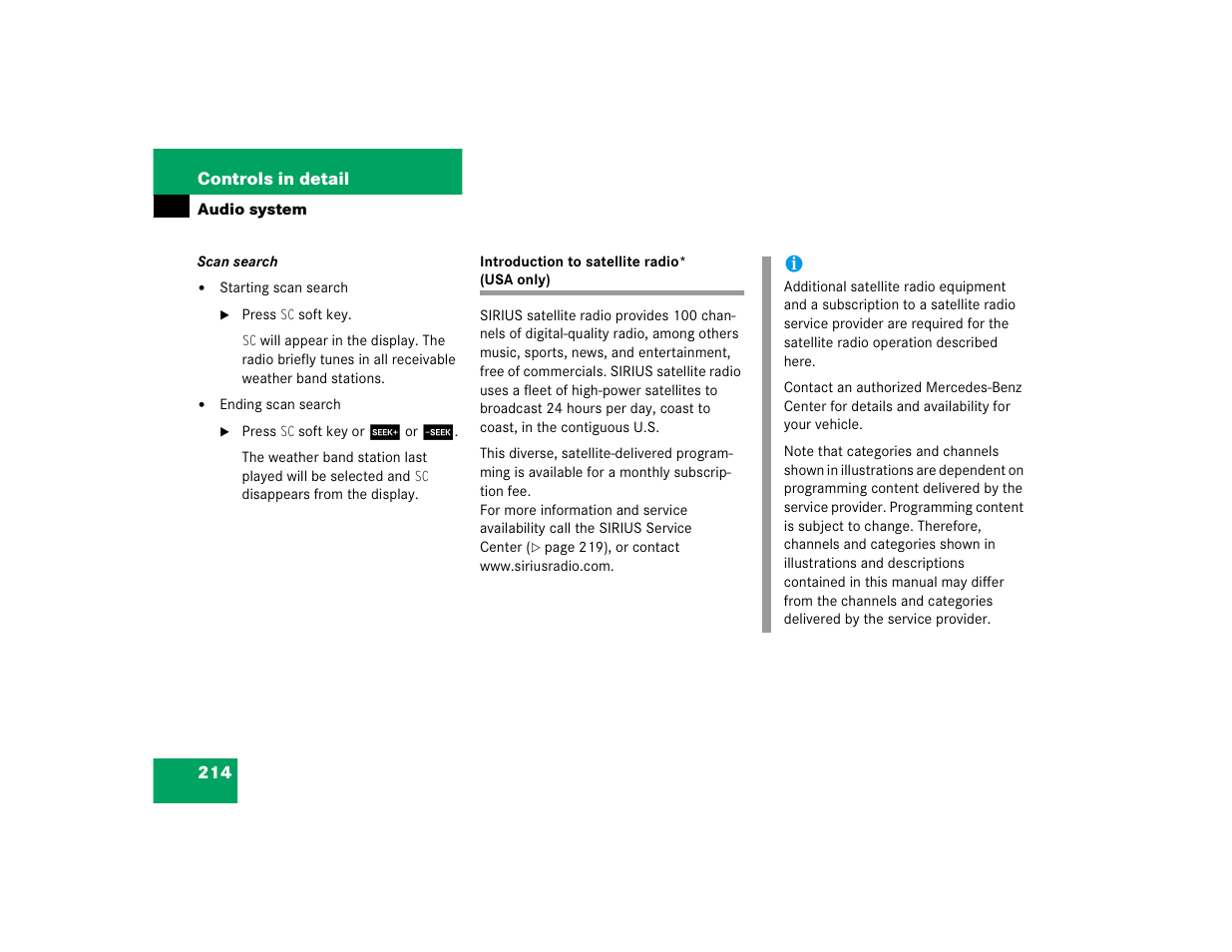 Mercedes-Benz 2005 C 320 Sport User Manual | Page 216 / 482