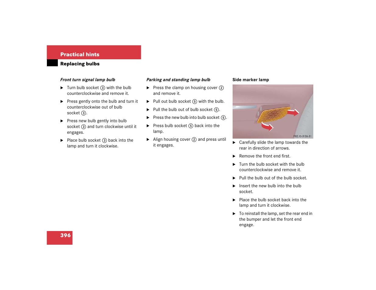 396 practical hints | Mercedes-Benz 2005 C 320 Sport User Manual | Page 398 / 482